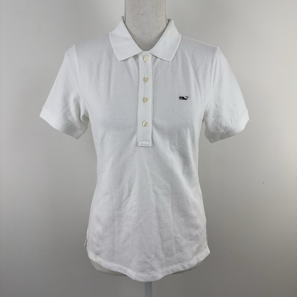 Vineyard Vines Women's Heritage‎ Polo Shirt White Cap XS NWT